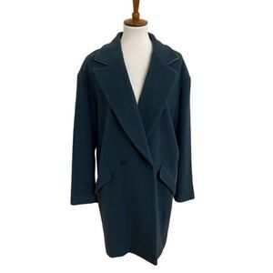 Rebecca Minkoff Virgin Wool Blend Teal Green Mid Length Peacoat Large